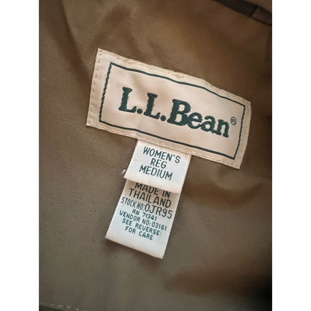 LL Bean Anorak Quarter Zip Pullover Rain Jacket Olive Green Hooded M Windbreaker - Picture 3 of 7